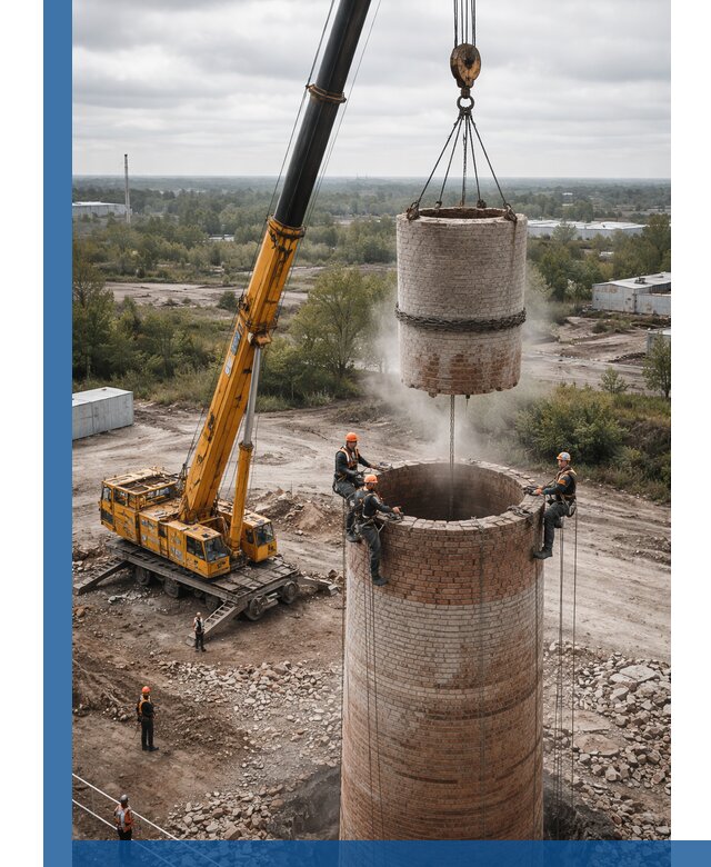 Демонтаж дымовой трубы в Новошахтинске с гарантиями безопасности