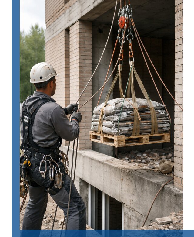 Подъем материалов на этаж веревками в Новошахтинске оперативно