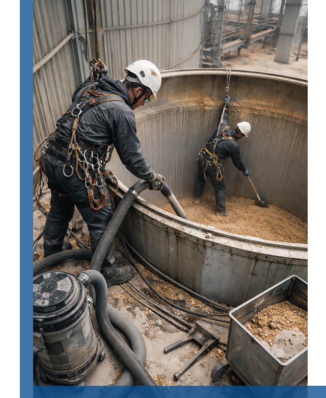 Профессиональная чистка зерновых бункеров в Новошахтинске с выездом