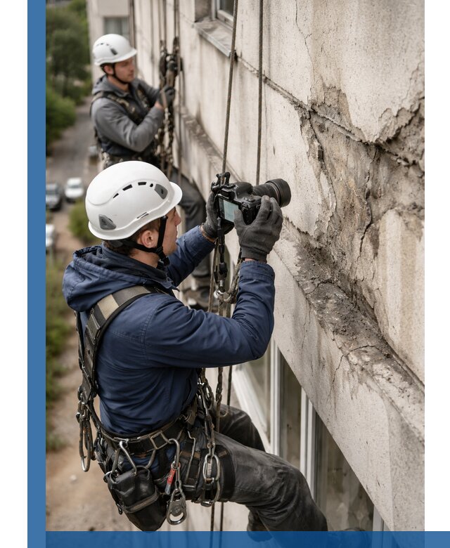 Фотофиксация дефектов фасада с высотной съемкой в Новошахтинске