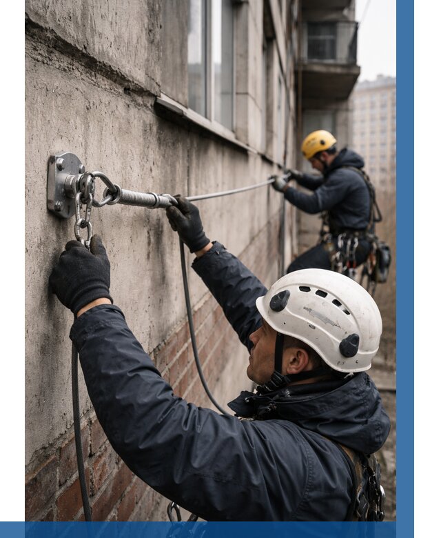 Монтаж анкерных линий в Новошахтинске от 3125 р. | ВЫСОТНИК-Нвш