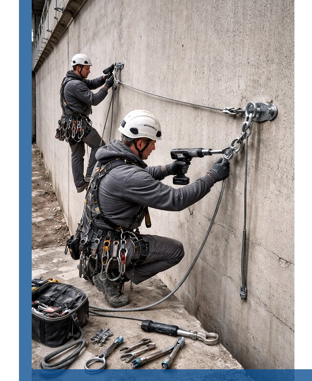 Монтаж анкерных линий высотной безопасности в Новошахтинске