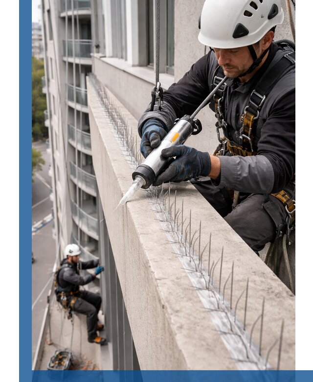 Установка шипов от птиц на фасадах и кровлях в Новошахтинске